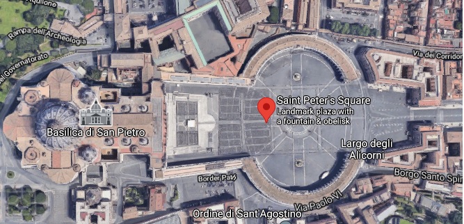 Google Maps View of St. Peter's Square Area